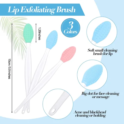 Miniatura 2 de Cepillo exfoliante facial de silicona, 3 piezas, cepillo exfoliante, cepillo de limpieza facial de silicona de mano con 3 herramientas de limpieza