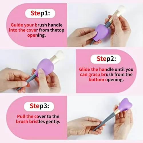 Miniatura 5 de Paquete de 15 brochas de maquillaje reutilizables, fundas de silicona, protector de cepillo cosmético, juego de brochas para sombra de ojos
