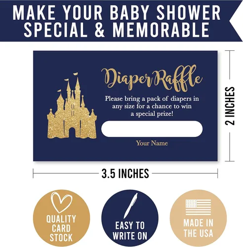 Miniatura 3 de Hadley Designs 25 boletos para rifas de pañales para baby shower boy - Prince Baby Shower Games para niños, tarjetas de rifa de pañales, boletos