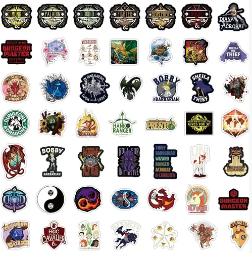 Miniatura 5 de Adhesivos de Dungeons y Dragones - 100 unidades de adhesivos de vinilo impermeables para adolescentes, regalos para laptops, auto, pared, teléfono