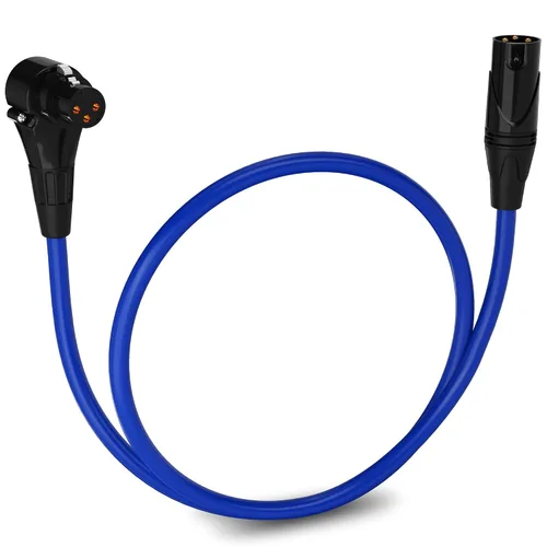 Miniatura 164 de LyxPro Cable de micrófono XLR hembra a macho de ángulo recto de 3 pines de 1.5 pies para altavoces amplificados, interfaz de audio, rendimiento