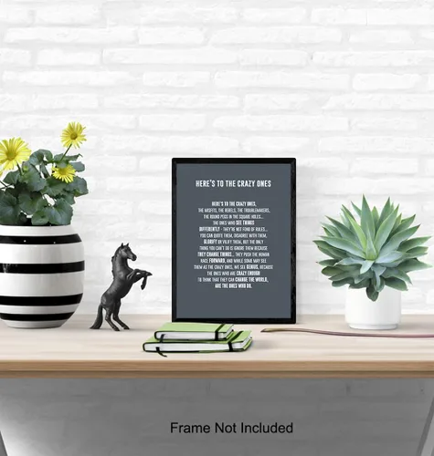Miniatura 5 de GRANDE 11 x 14 – Here's to the Crazy Ones– Póster motivacional de arte de pared – Citas inspiradoras – Refranes inspiradores para decoración