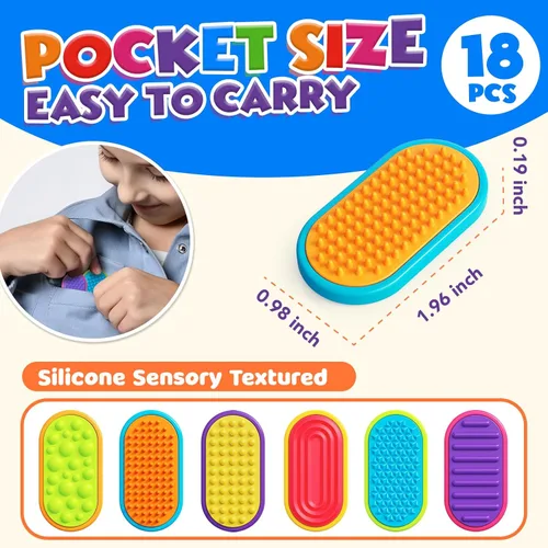 Miniatura 4 de Juguetes magnéticos sensoriales para niños: paquete de 18 deslizadores magnéticos de silicona texturizada para niños con autismo, imprescindibles