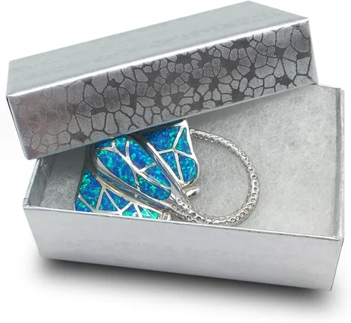 Miniatura 15 de TheDisplayGuys - Paquete de 100 cajas de cartón rellenas de algodón #33 para joyas, papel de aluminio plateado (3.5 x 3.5 x 1.0 pulgadas)