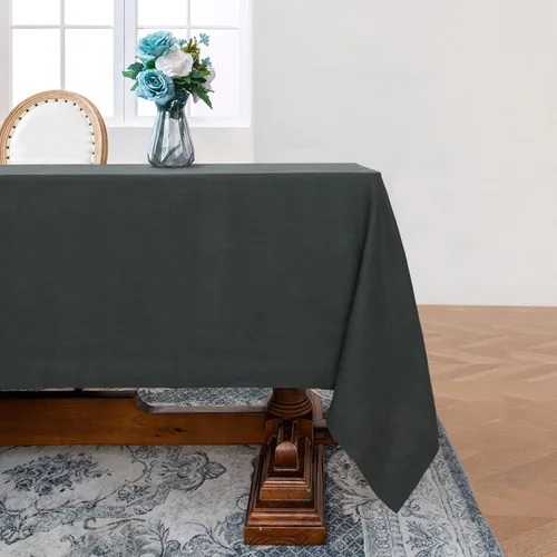 Miniatura 26 de Linen World - Mantel de lino de otoño de 55 x 55 pulgadas, mantel rectangular lavable de lino francés para comedor, al aire libre, bodas