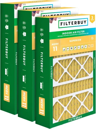 Miniatura 19 de Filterbuy Filtro de aire MERV 11 de 10 x 17 x 2 pulgadas para defensa de mascotas y alergias (paquete de 3), filtros exteriores plisados