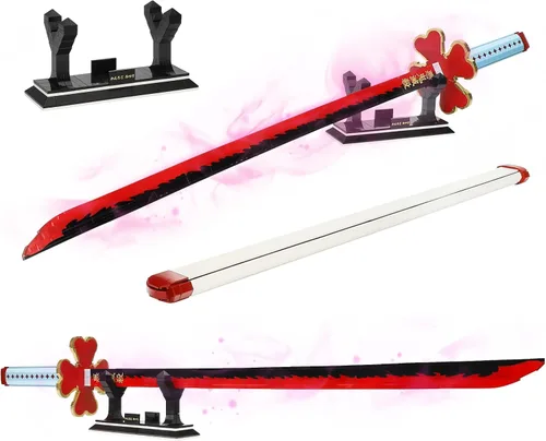 Miniatura 9 de TOY PLAYER Juego de construcción de espada de demonio, espada de Agatsuma Zenitsu con vaina y soporte - Compatible con conjuntos de Lego