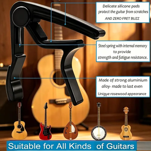 Miniatura 2 de Guitarra Capo Guitarra Abrazadera Kapo para Bajo Eléctrico Acústico Ukelele