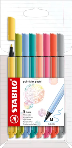 Miniatura 18 de STABILO Fineliner pointMax - Paquete de 8 - Colores surtidos Colores Variados