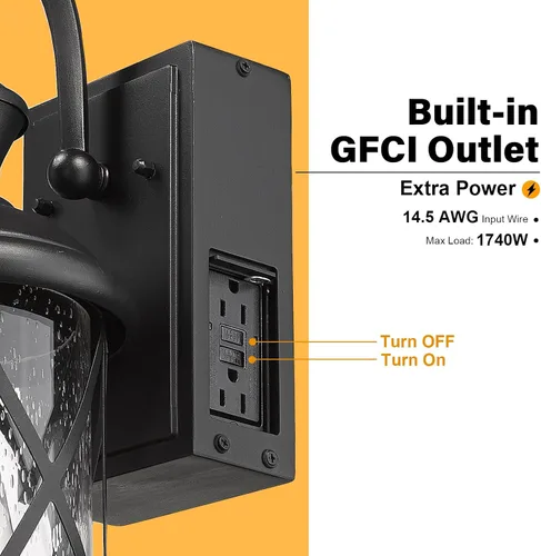 Miniatura 3 de Darkaway Lámpara de pared con sensor de movimiento para exteriores, luz de porche al aire libre del atardecer al amanecer con salida GFCI, aplique