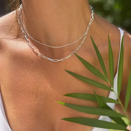 Miniatura 58 de Collares en capas para mujer, chapados en plata, delicada cuerda torcida de serpiente, delicado collar en capas, gargantilla de diferentes