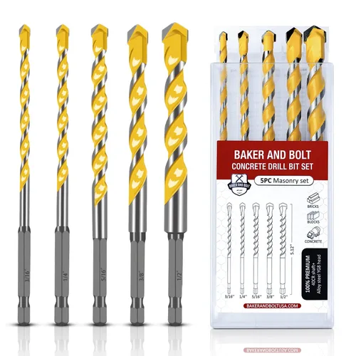 Miniatura 9 de Baker and Bolt Juego de brocas extralargas de 12 pulgadas para madera, acero de alta velocidad, juego de brocas para madera, revestimiento