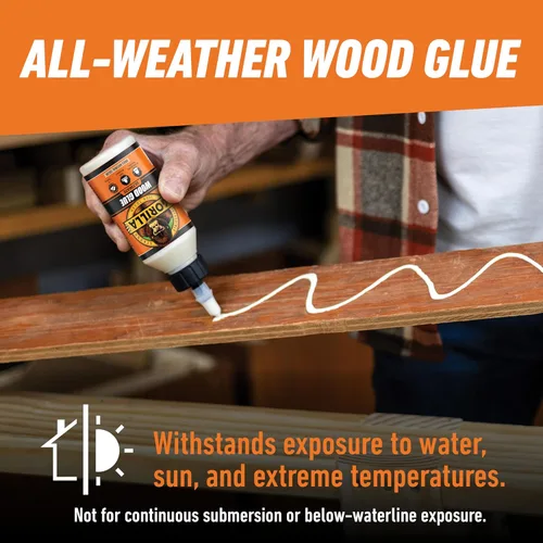 Miniatura 5 de Gorilla Ultimate - Pegamento para madera impermeable, color madera natural, 8 onzas (paquete de 1), resistente al agua para proyectos y reparaciones
