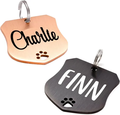 Miniatura 16 de Ultra Joys Placas de Identificación para Perros Personalizadas para Mascotas - Placa de ID Personalizada con Pata Hueca - Placa Grabada para Perros