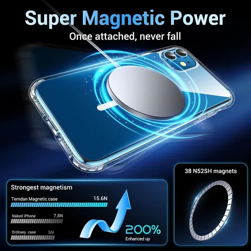 Miniatura 4 de jaroco Funda magnética para iPhone 11 con protector de pantalla, protección resistente, compatible con MagSafe, protección contra caídas de grado