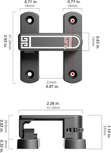 Miniatura 4 de ETEKJOY Cerradura de Pestillo Abatible de Altura Ajustable 90/180 Grados Cerradura de Pestillo de Puerta Deslizante/Batiente para Granero Garaje