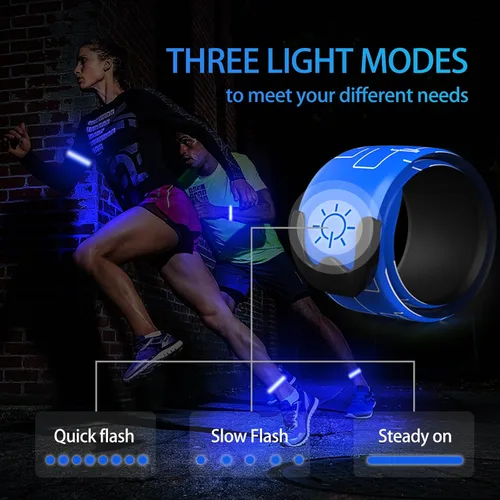 Miniatura 3 de Paquete de 2 brazaletes LED – Luces de correr recargables con equipo reflectante, luces LED de alta visibilidad