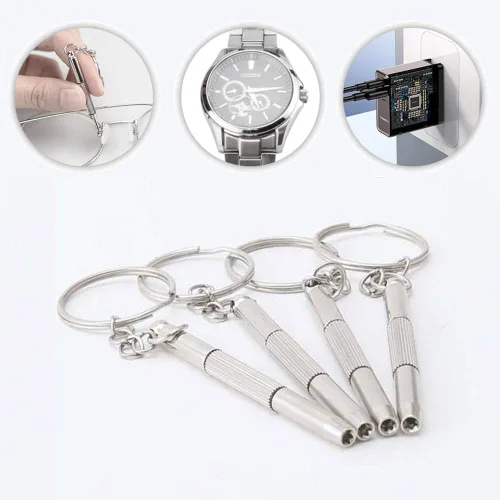 Miniatura 6 de ReNext Juego de 5 destornilladores de acero de aluminio 3 en 1, cabeza plana/Phillips/Torx, destornillador portátil para lentes, gafas de sol