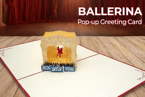 Miniatura 9 de iGifts And Cards Tarjeta de felicitación emergente 3D de Ballet Theater – Tarjeta de felicitación de escenario de actuación de baile, aniversario