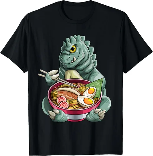 Kawaii Kaiju's Anime Cute Kaiju - Camiseta de regalo de fideos de ramen japonés, Negro, S