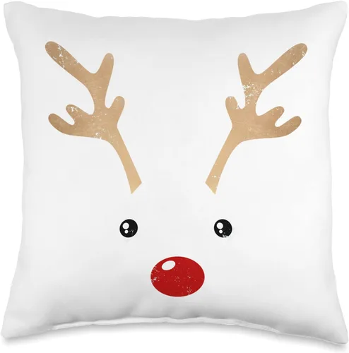 Live Outside Reno de Navidad con ojos felices y nariz roja, almohada retro vintage, 16 x 16 pulgadas, multicolor