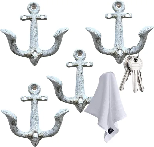 Miniatura 13 de Notakia Ganchos Decorativos de Pared Montados Antiguos Shabby Chic de Metal para Hogar Baño Toallas Abrigos Perchero, Ganchos de Pared de Hierro