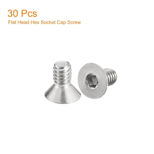 Miniatura 3 de uxcell Tornillos de cabeza avellanada plana de 1/4-20x1/2, 30 tornillos de cabeza plana de acero inoxidable 304, rosca completa, pernos avellanados
