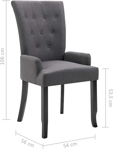 Miniatura 2 de Ergonomic Dining Chair, Dark Grey Polyester Fabric, Solid Oak Wood Frame, Modern Kitchen & Dining Room Furniture
