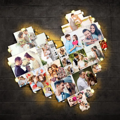 Miniatura 2 de Alice - Lámpara de fotos personalizada con forma de corazón grabada con 15 fotos para el día de la madre, regalo para la nueva mamá o madre