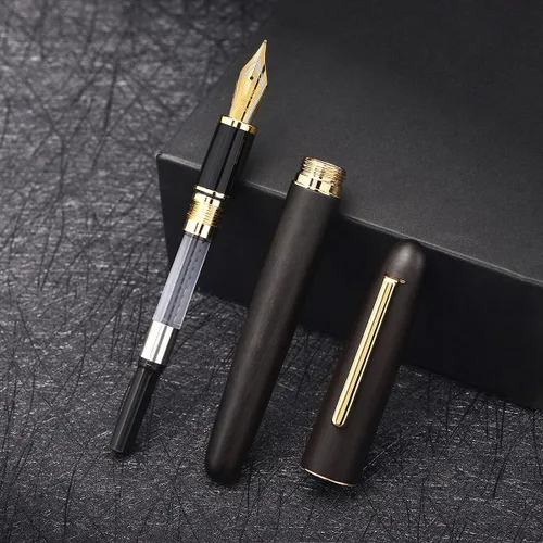 Miniatura 5 de Jinhao 9036 - Pluma estilográfica de madera natural hecha a mano, punta extrafina, ébano