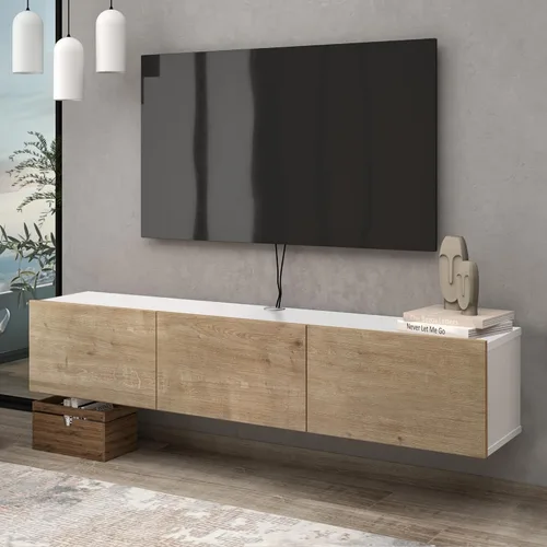 Miniatura 12 de Atelier Mobili - Soporte de TV flotante negro de 65 pulgadas, centro de entretenimiento flotante para TV de 80 pulgadas, gabinete de TV negro
