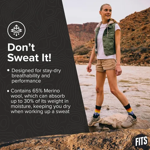 Miniatura 4 de FITS Mountain Top Light Hiker for Men and Women, Merino Wool Moisture-Wicking, Breathable, Odor Resistant, Cushioned