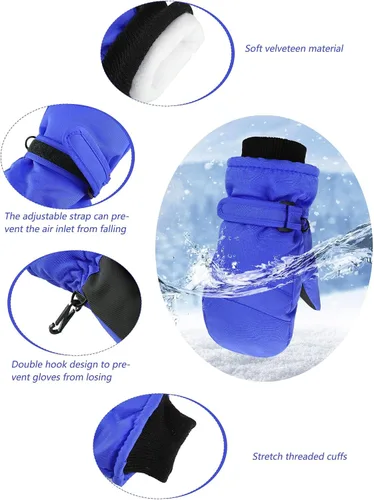 Miniatura 6 de SATINIOR 2 pares de guantes de nieve para niños, impermeables, guantes de esquí de invierno cálidos y gruesos para niñas y niños