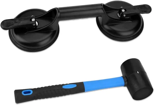 Miniatura 11 de Herramienta fijadora de huecos de piso para reparación de huecos de piso laminado, incluye ventosa y maza, kit azul