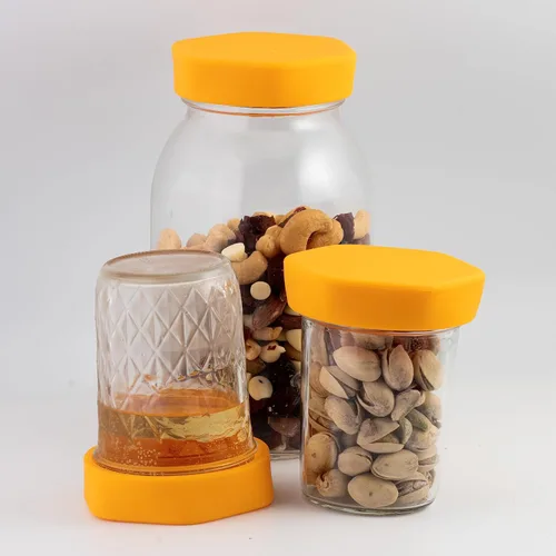 Miniatura 2 de HOUSERRY DELUXE Tapa de tarro Mason de 100% silicona de fácil agarre fácil de abrir - 3 piezas (boca regular, naranja)