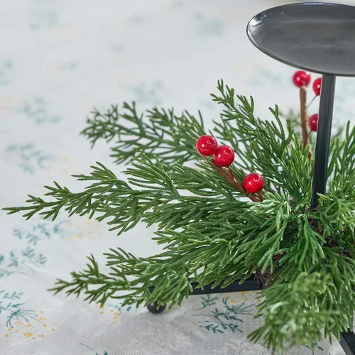Miniatura 8 de Heleze Juego de 3 portavelas de Navidad, portavelas de hierro negro con bayas rojas de cedro sintético, soporte de metal decorativo de 7.1 pulgadas