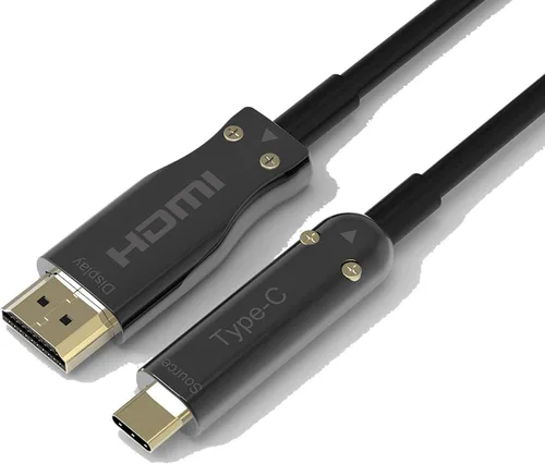 Pacroban Cable de fibra óptica USB-C a HDMI de 50 pies, 4K a 60 Hz HDR | Compatible con Thunderbolt 3 | Cable Ultra HD tipo C a HDMI | Cable largo