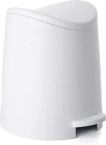 Miniatura 16 de Superio MIni - Basurero de plástico con tapa, 3 litros, color negro, moderno, curvado, con pedal de pie, mini cubo de basura de cocina, cierre