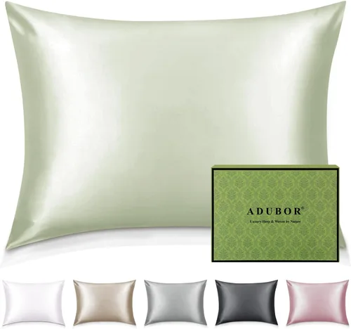 Miniatura 33 de Adubor Funda de almohada 100% de seda, fundas de almohada de seda de morera, 22 fibras de grado Momme 6A, funda de almohada de seda para la salud