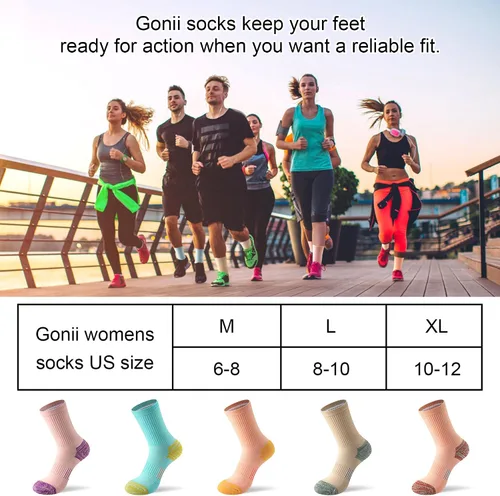 Miniatura 6 de Gonii Crew Socks Women Hiking Running Athletic Cushioned Compression Socks 5-6 Pairs