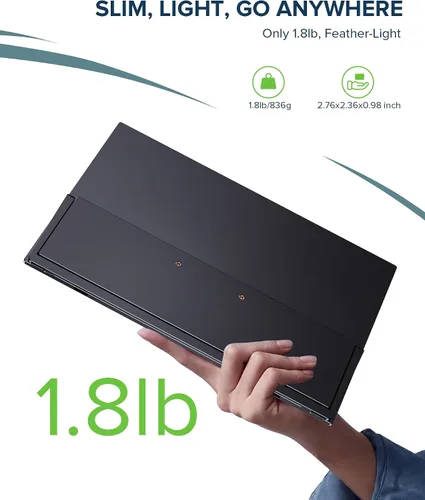 Miniatura 5 de Monitor portátil con pantalla táctil con batería de 8000 mAh, 15.6 pulgadas, 125% sRGB ultra delgado de 10 puntos, monitor de pantalla táctil USB-C
