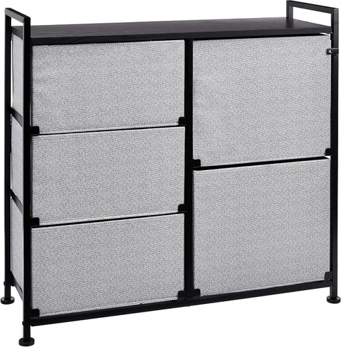 Miniatura 5 de Amazon Basics Cajones organizadores de armario con 5 unidades de almacenamiento de tela, color negro