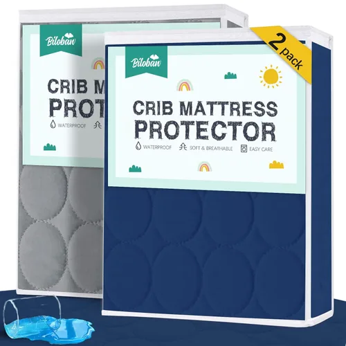Miniatura 16 de Sábanas protectoras de colchón de cuna impermeables, paquete de 2, funda acolchada ajustable para colchón de cuna que se adapta a colchones de cama