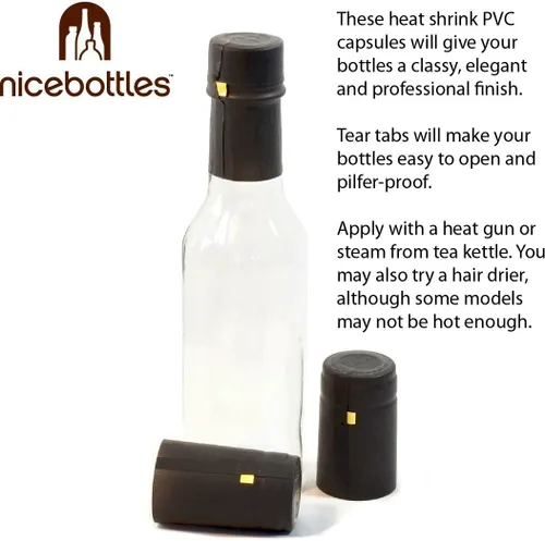 Miniatura 2 de nicebottles Cápsulas retráctiles, color negro, 1.102 x 1.969 in, paquete de 30 – Compatible con botellas de salsa picante y Woozy de 5oz y 10oz