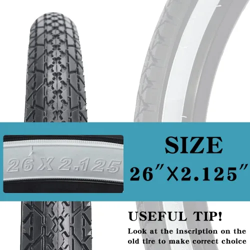 Miniatura 4 de Paquete de 2 neumáticos y tubos de bicicleta Beach Cruiser de 24 pulgadas/26 x 2.125 pulgadas o sin tubos de 24 pulgadas/26 x 1.75 pulgadas/2.125