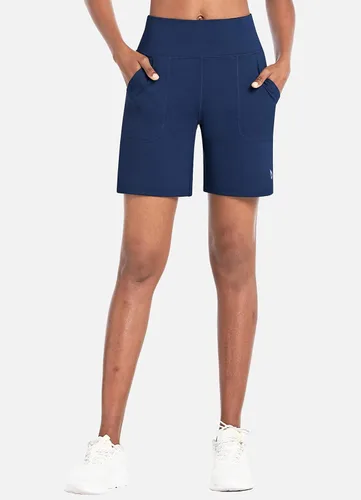Miniatura 7 de BALEAF - Bermudas de correr para mujer, shorts largos deportivos de cintura alta con bolsillos