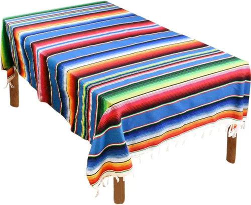 Miniatura 9 de Camino de mesa mexicano de 14 x 84 pulgadas, camino de mesa de serape mexicano para decoración de bodas y fiestas mexicanas, camino de mesa de Rosa