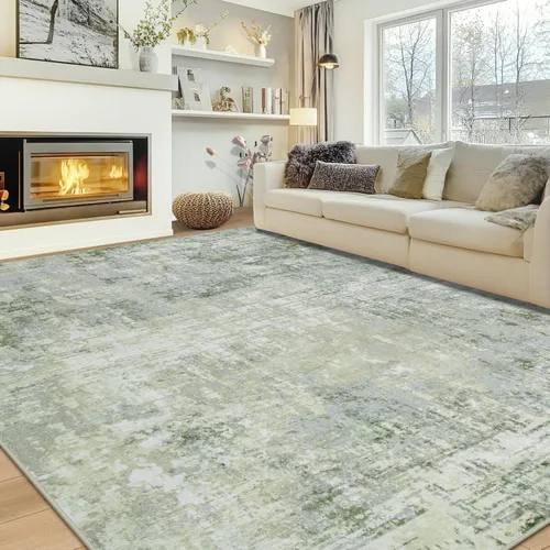 Miniatura 37 de Alfombra lavable de 4 x 6 pies para sala de estar, alfombra grande moderna para comedor y dormitorio, antideslizante, pelo bajo, 4 x 6 pulgadas
