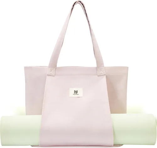 Miniatura 8 de Bolsa de hombro con bolsillo para transportar esterilla de yoga Moyaqi de lona, bolsa de transporte para oficina, entrenamiento, pilates, viaje