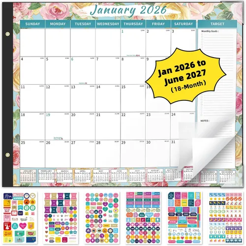 Miniatura 18 de Ospelelf Calendario de escritorio 2026-2027, calendario magnético para refrigerador, 12 x 17 pulgadas, calendario de pared de 18 meses, uso de enero